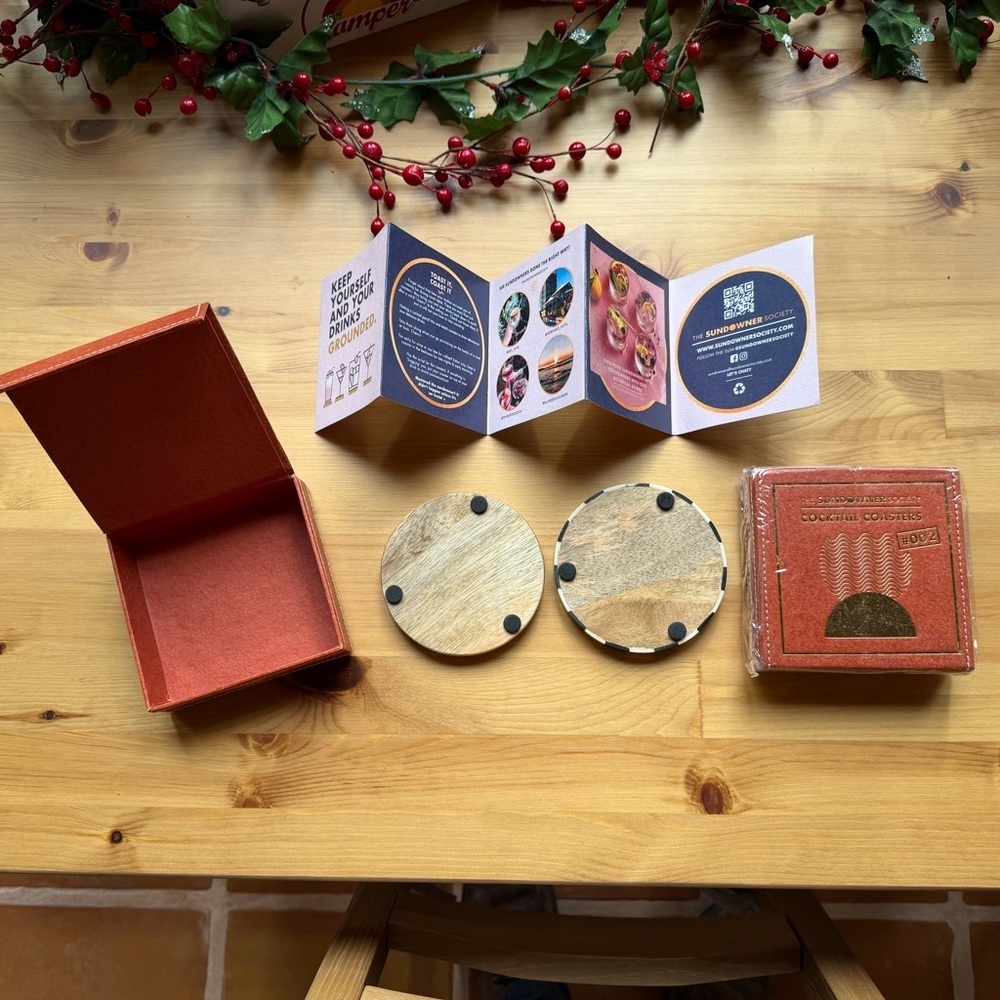 Set Of Four The Sundowner Society Cocktail Coasters (Two Packages Of Two)โโ - Picture 2 of 4